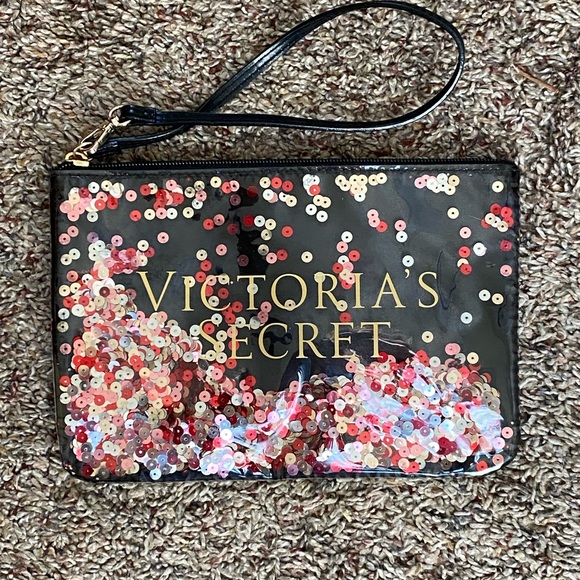 ❤️ NWT Victorias Secret floating sequin wristlet clutch cosmetic or jewelry bag. - Picture 1 of 2